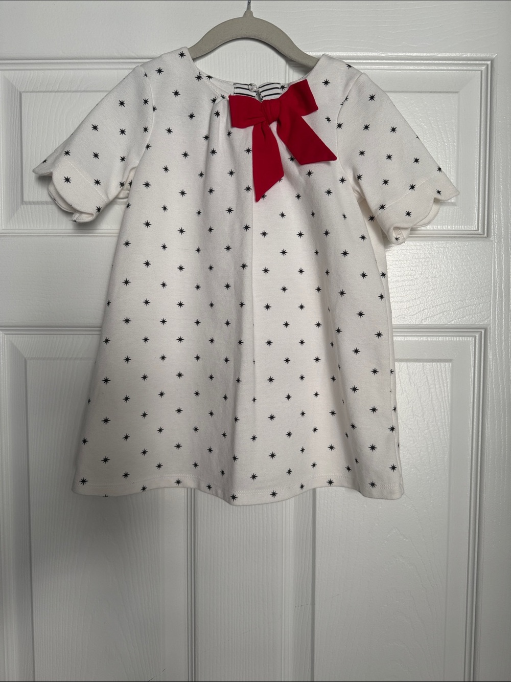 Catherine Malandrino White Star-Print Dress with Red Bow-5T